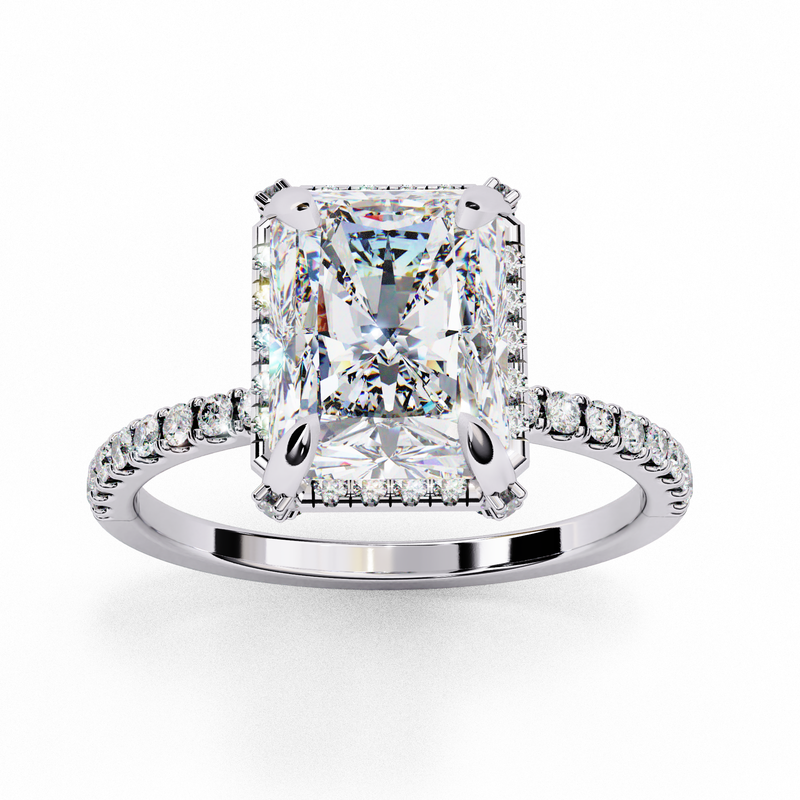 14k IGI certified radiant ring with E-F color VVS-VS clarity diamonds 3