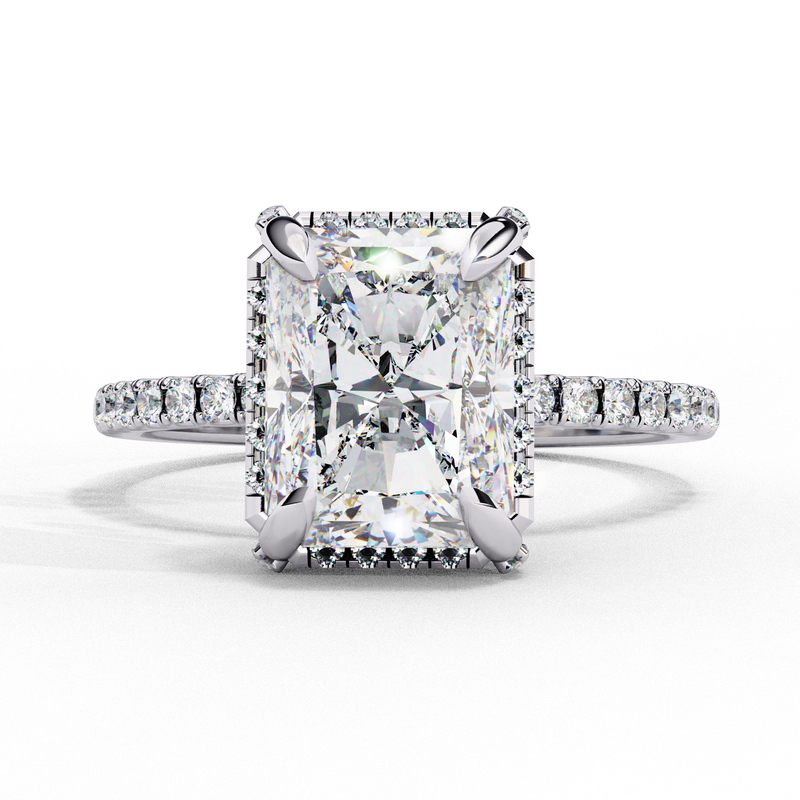 14k IGI certified radiant ring with E-F color VVS-VS clarity diamonds 3