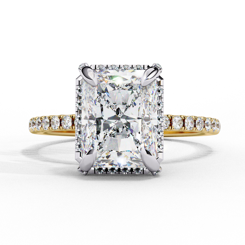 14k IGI certified radiant ring with E-F color VVS-VS clarity diamonds 3