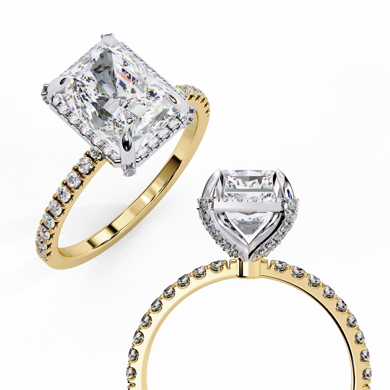 14k IGI certified radiant ring with E-F color VVS-VS clarity diamonds 3