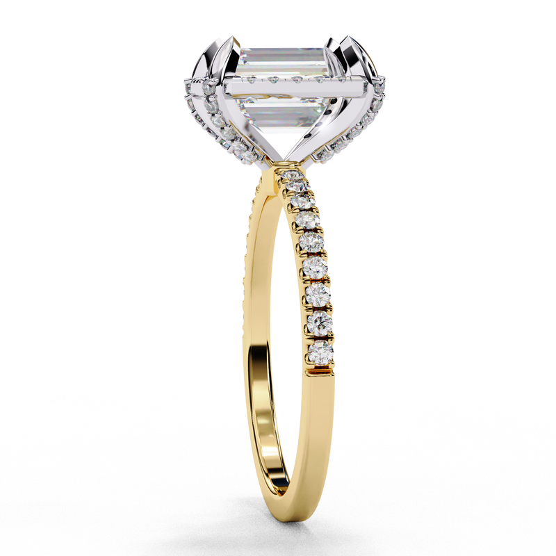 14k IGI certified emerald ring with E-F color VVS-VS clarity diamonds 4