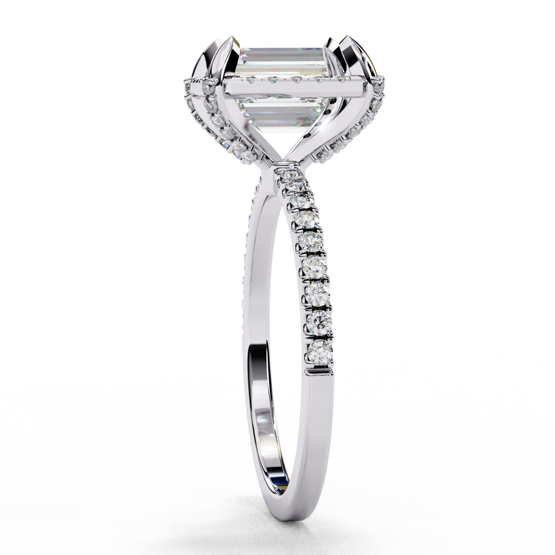 14k IGI certified emerald ring with E-F color VVS-VS clarity diamonds 4