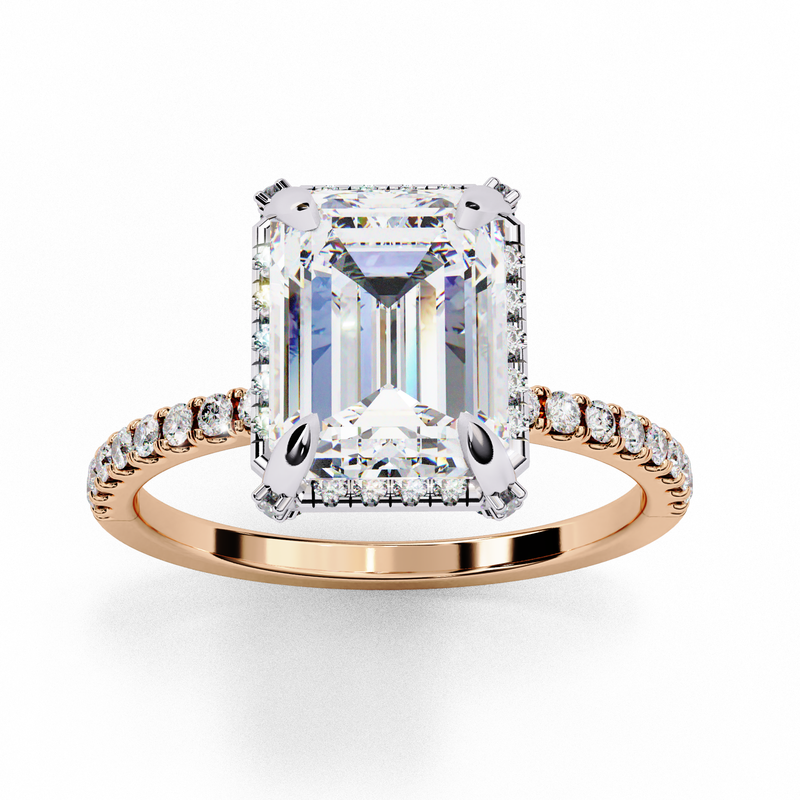 14k IGI certified emerald ring with E-F color VVS-VS clarity diamonds 4
