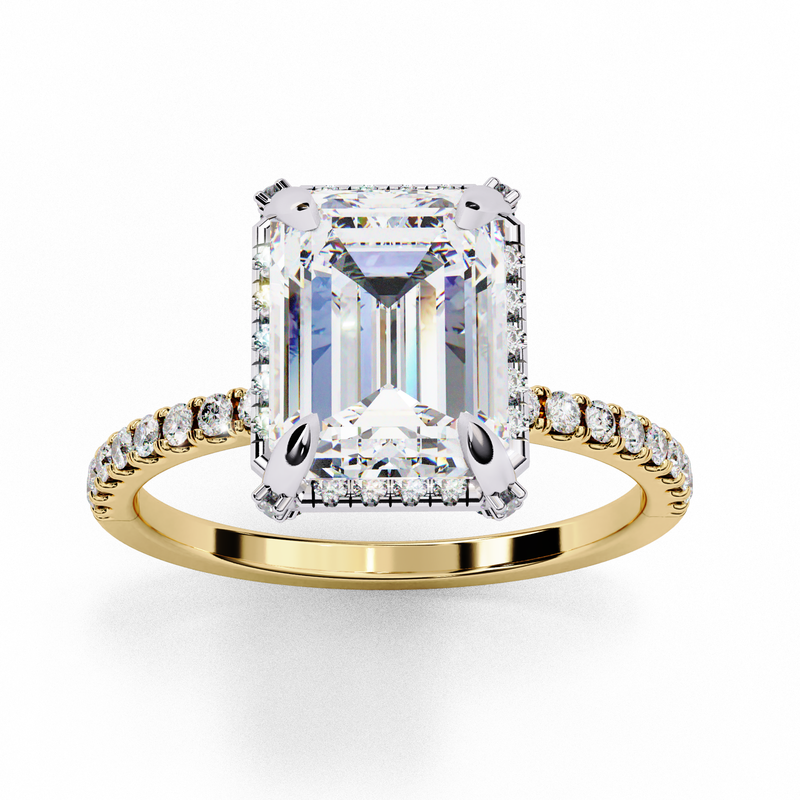 14k IGI certified emerald ring with E-F color VVS-VS clarity diamonds 4