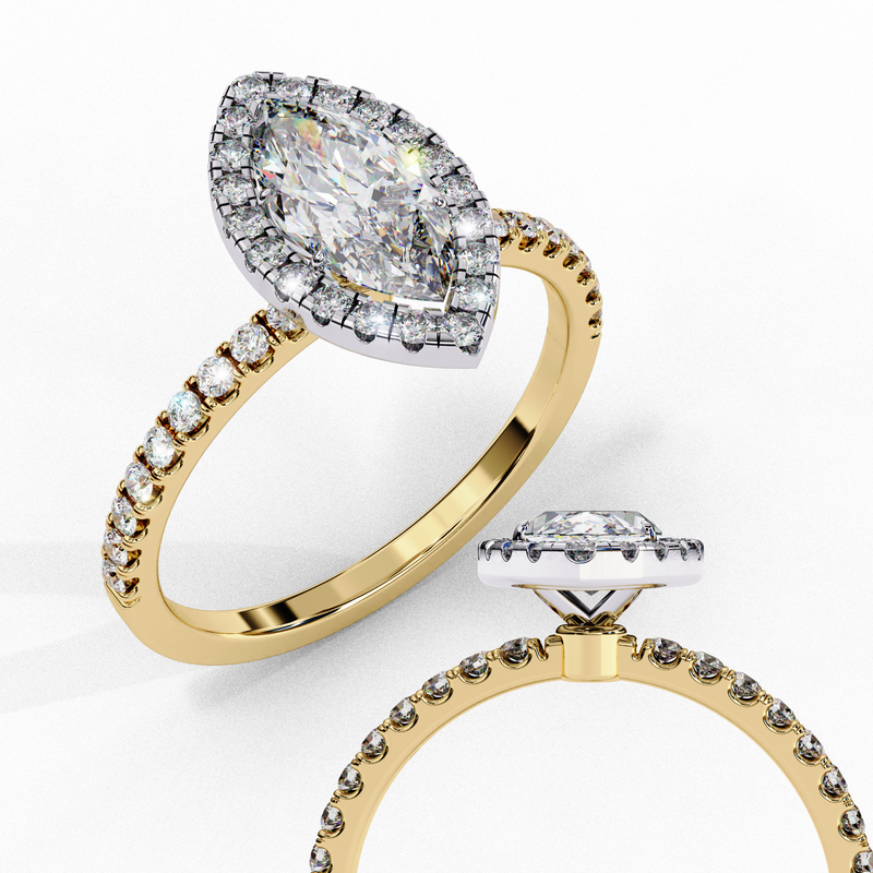14k IGI certified marquise ring with E-F color VVS-VS clarity diamonds 5