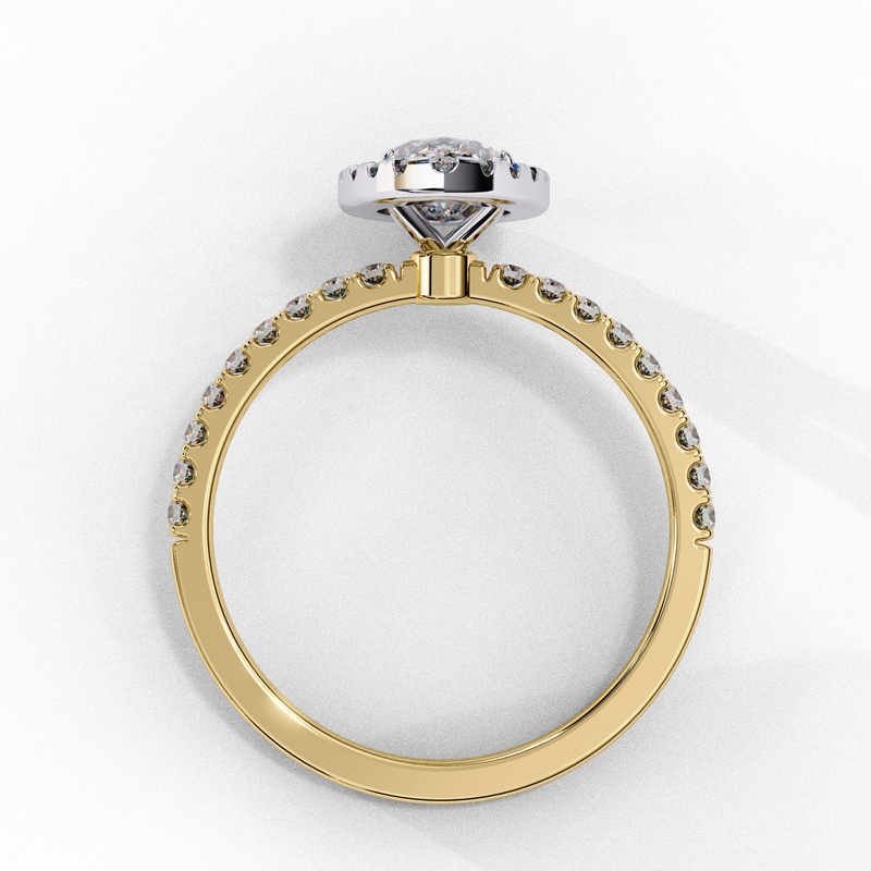 14K Gold Lab Grown Diamond Marquise Halo Engagement Ring, E-F Color, VS-VVS Clarity