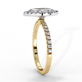 14K Gold Lab Grown Diamond Marquise Halo Engagement Ring, E-F Color, VS-VVS Clarity