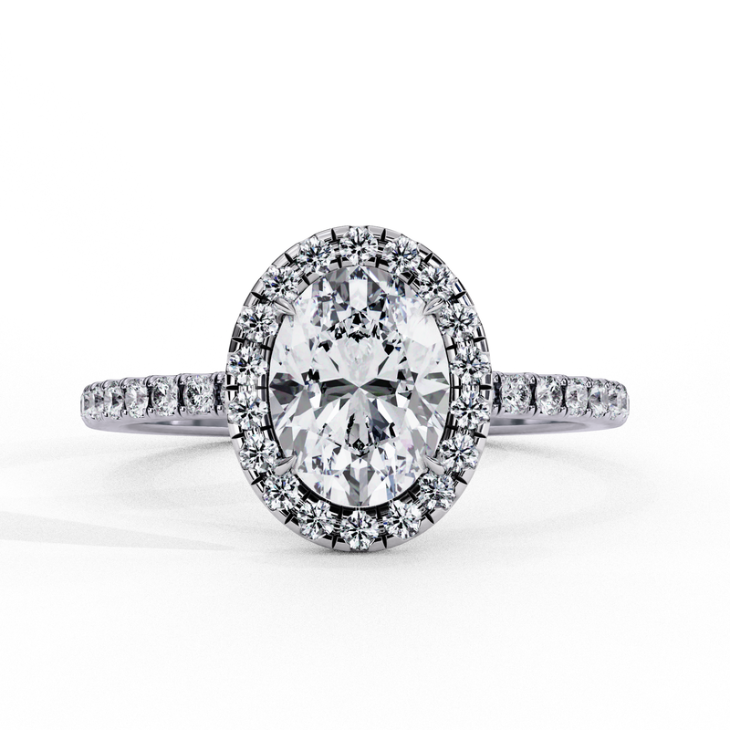 14K Gold Lab Grown Diamond Oval Halo Engagement Ring, E-F Color, VS-VVS Clarity