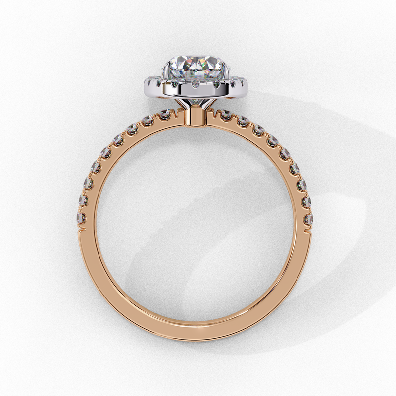 14K Gold Lab Grown Diamond Oval Halo Engagement Ring, E-F Color, VS-VVS Clarity