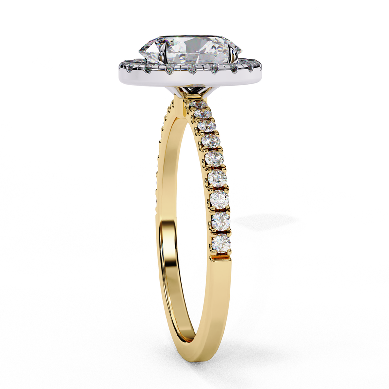 14K Gold Lab Grown Diamond Oval Halo Engagement Ring, E-F Color, VS-VVS Clarity