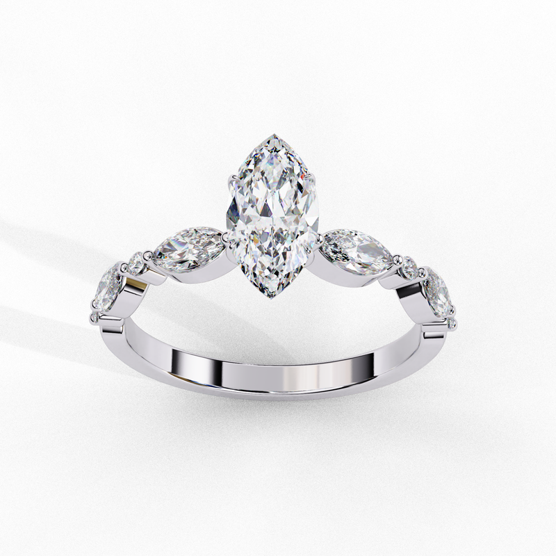 14k IGI certified marquise ring with E-F color VVS-VS clarity diamonds 21