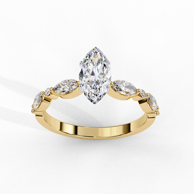 14k IGI certified marquise ring with E-F color VVS-VS clarity diamonds 21