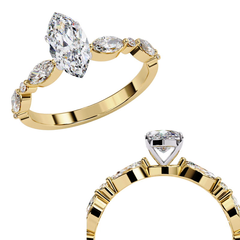 14k IGI certified marquise ring with E-F color VVS-VS clarity diamonds 21