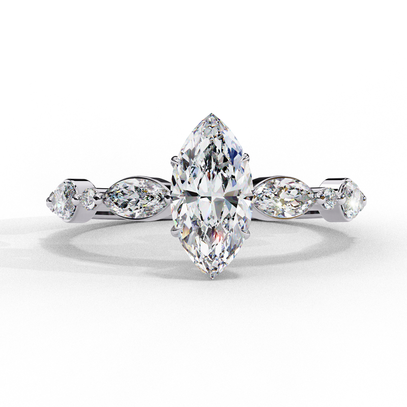 14k IGI certified marquise ring with E-F color VVS-VS clarity diamonds 21