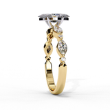 14K Lab Grown Diamond Marquise Engagement Ring with Marquise Side Stones, E-F Color, VVS-VS Clarity