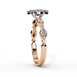 14K Lab Grown Diamond Marquise Engagement Ring with Marquise Side Stones, E-F Color, VVS-VS Clarity