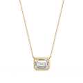 14K IGI Certified Emerald Cut Diamond Solitaire Pendant – D-E Color, VVS–VS Clarity, Rabbit Ear Bail