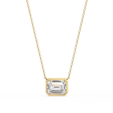 14K IGI Certified Emerald Cut Diamond Solitaire Pendant – D-E Color, VVS–VS Clarity, Rabbit Ear Bail