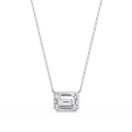 14K IGI Certified Emerald Cut Diamond Solitaire Pendant – D-E Color, VVS–VS Clarity, Rabbit Ear Bail