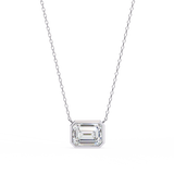 14K IGI Certified Emerald Cut Diamond Solitaire Pendant – D-E Color, VVS–VS Clarity, Rabbit Ear Bail