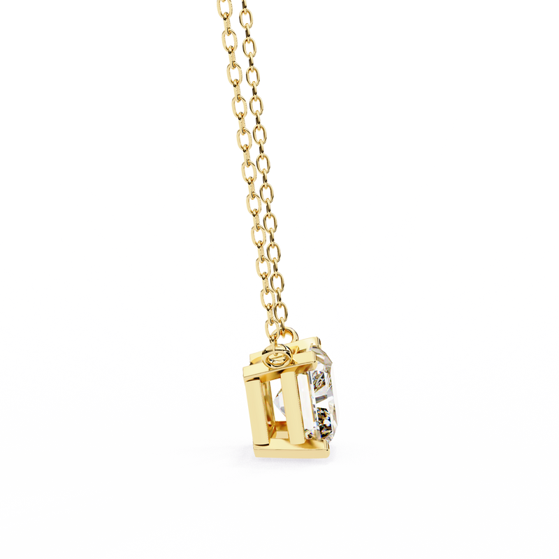 14K White Gold IGI Certified Radiant Cut Diamond Solitaire Pendant – D-E Color, VVS–VS Clarity, Rabbit Ear Bail