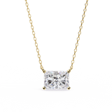 14K White Gold IGI Certified Radiant Cut Diamond Solitaire Pendant – D-E Color, VVS–VS Clarity, Rabbit Ear Bail