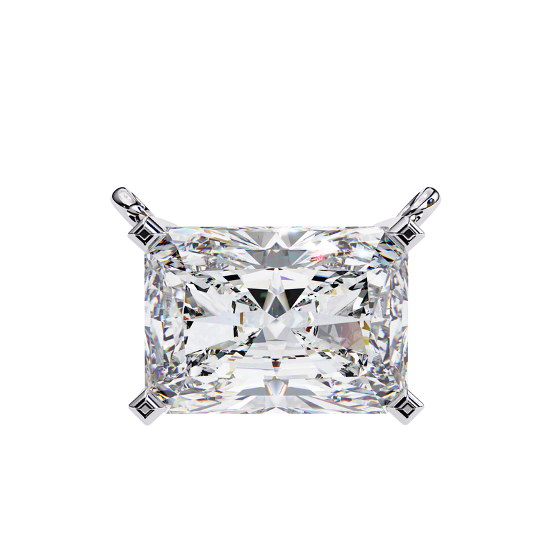 14K White Gold IGI Certified Radiant Cut Diamond Solitaire Pendant – D-E Color, VVS–VS Clarity, Rabbit Ear Bail