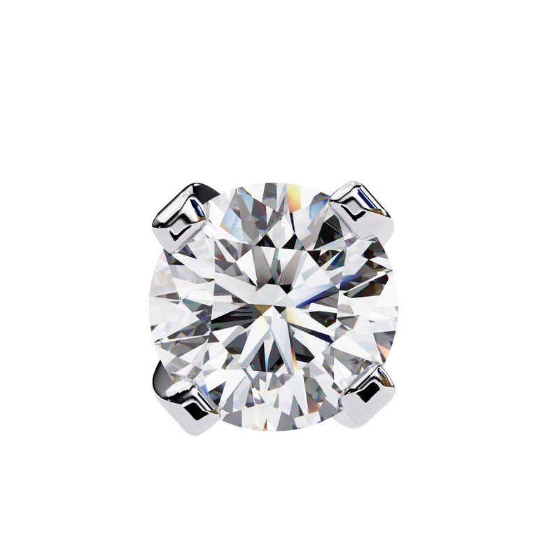 14K White Gold IGI Certified Round Solitaire Stud Earrings, 4 Prong, D-E Color, VVS/VS Clarity