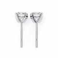 14K White Gold IGI Certified Round Solitaire Stud Earrings, 4 Prong, D-E Color, VVS/VS Clarity