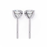14K White Gold IGI Certified Round Solitaire Stud Earrings, 4 Prong, D-E Color, VVS/VS Clarity