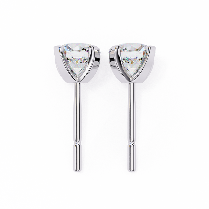14K White Gold IGI Certified Round Solitaire Stud Earrings, 4 Prong, D-E Color, VVS/VS Clarity