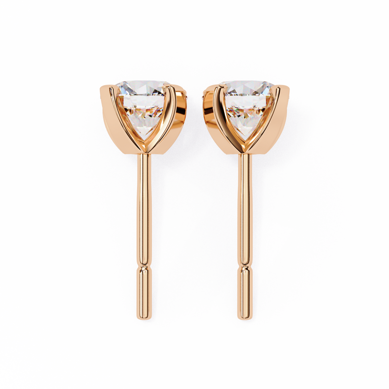 14K White Gold IGI Certified Round Solitaire Stud Earrings, 4 Prong, D-E Color, VVS/VS Clarity