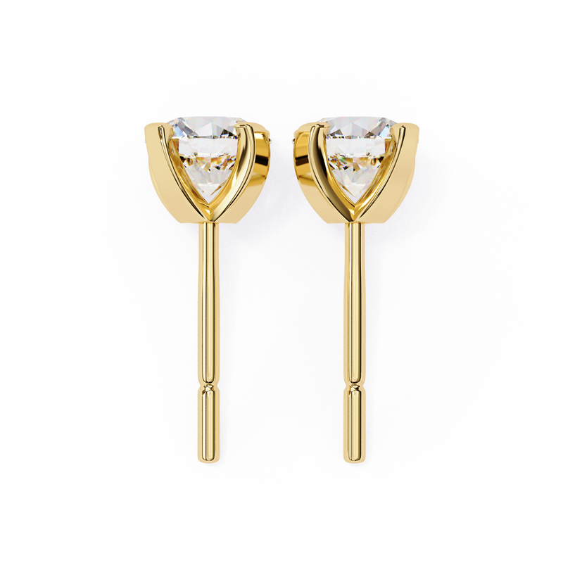 14K White Gold IGI Certified Round Solitaire Stud Earrings, 4 Prong, D-E Color, VVS/VS Clarity