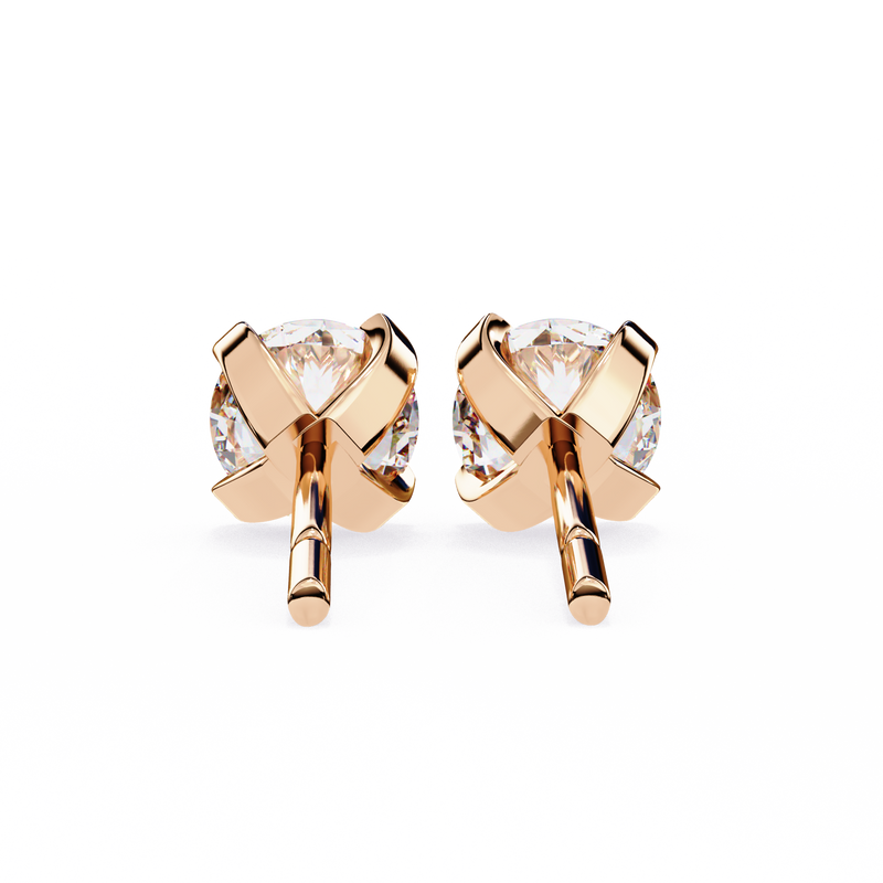 14K White Gold IGI Certified Round Solitaire Stud Earrings, 4 Prong, D-E Color, VVS/VS Clarity