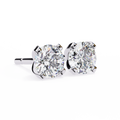 14K White Gold IGI Certified Round Solitaire Stud Earrings, 4 Prong, D-E Color, VVS/VS Clarity
