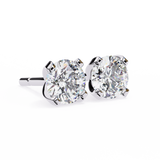 14K White Gold IGI Certified Round Solitaire Stud Earrings, 4 Prong, D-E Color, VVS/VS Clarity