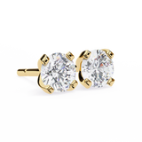 14K White Gold IGI Certified Round Solitaire Stud Earrings, 4 Prong, D-E Color, VVS/VS Clarity