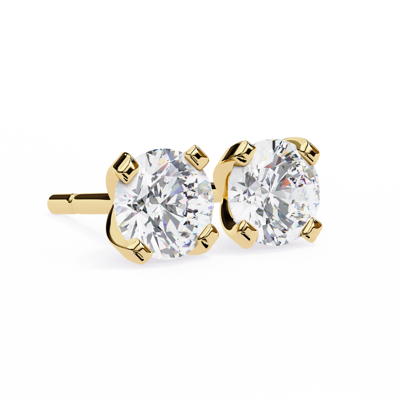 14K White Gold IGI Certified Round Solitaire Stud Earrings, 4 Prong, D-E Color, VVS/VS Clarity
