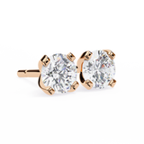 14K White Gold IGI Certified Round Solitaire Stud Earrings, 4 Prong, D-E Color, VVS/VS Clarity