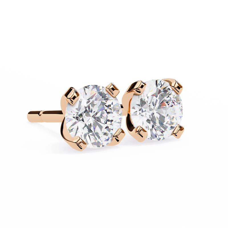 14K White Gold IGI Certified Round Solitaire Stud Earrings, 4 Prong, D-E Color, VVS/VS Clarity