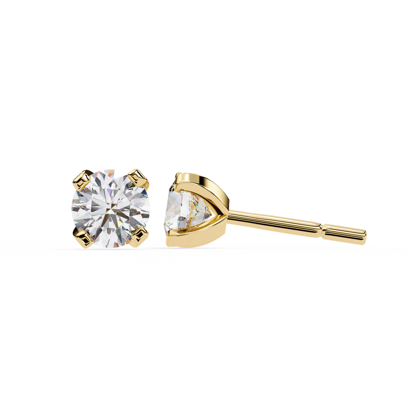 14K White Gold IGI Certified Round Solitaire Stud Earrings, 4 Prong, D-E Color, VVS/VS Clarity