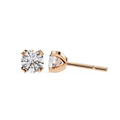 14K White Gold IGI Certified Round Solitaire Stud Earrings, 4 Prong, D-E Color, VVS/VS Clarity