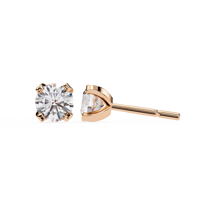 14K White Gold IGI Certified Round Solitaire Stud Earrings, 4 Prong, D-E Color, VVS/VS Clarity