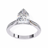 14k IGI certified pear ring with E-F color VVS-VS clarity diamonds 110