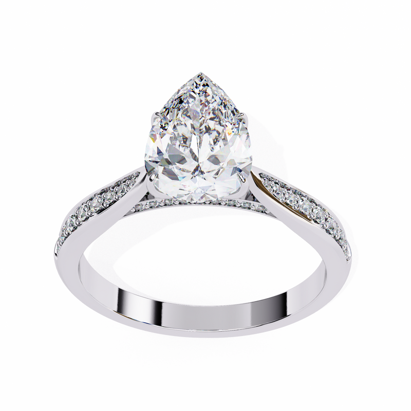 14k IGI certified pear ring with E-F color VVS-VS clarity diamonds 110