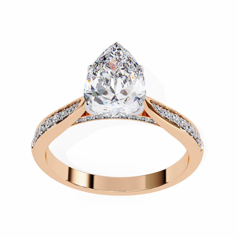 14k IGI certified pear ring with E-F color VVS-VS clarity diamonds 110