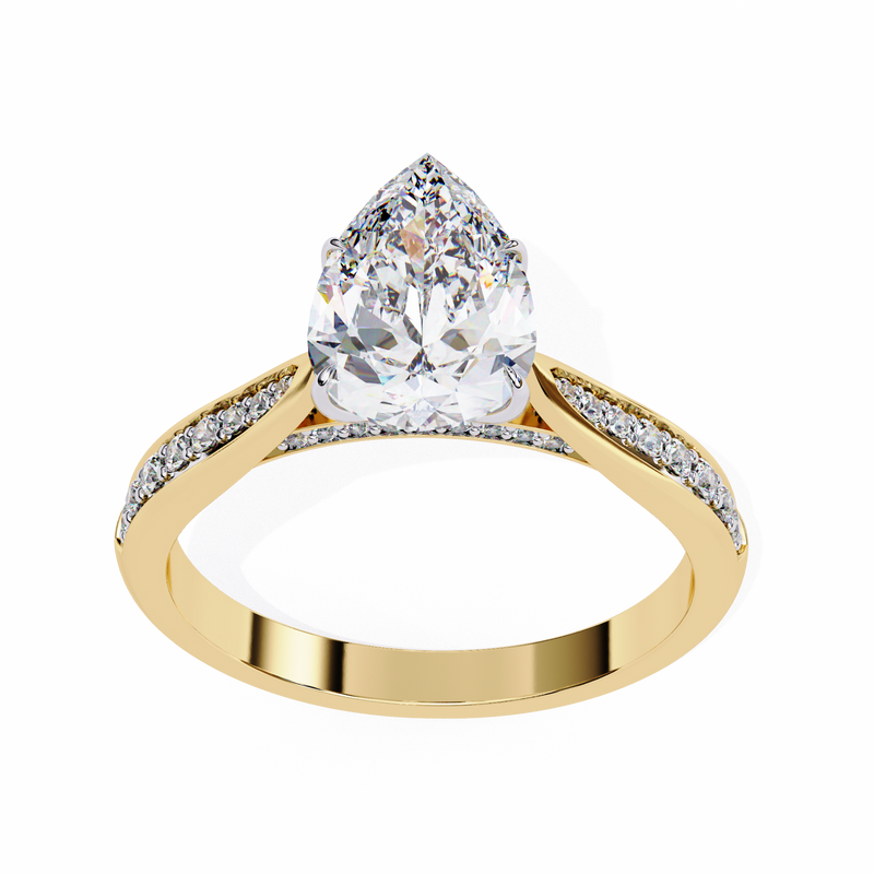14k IGI certified pear ring with E-F color VVS-VS clarity diamonds 110