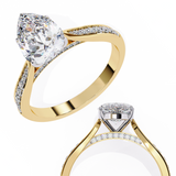 14k IGI certified pear ring with E-F color VVS-VS clarity diamonds 110