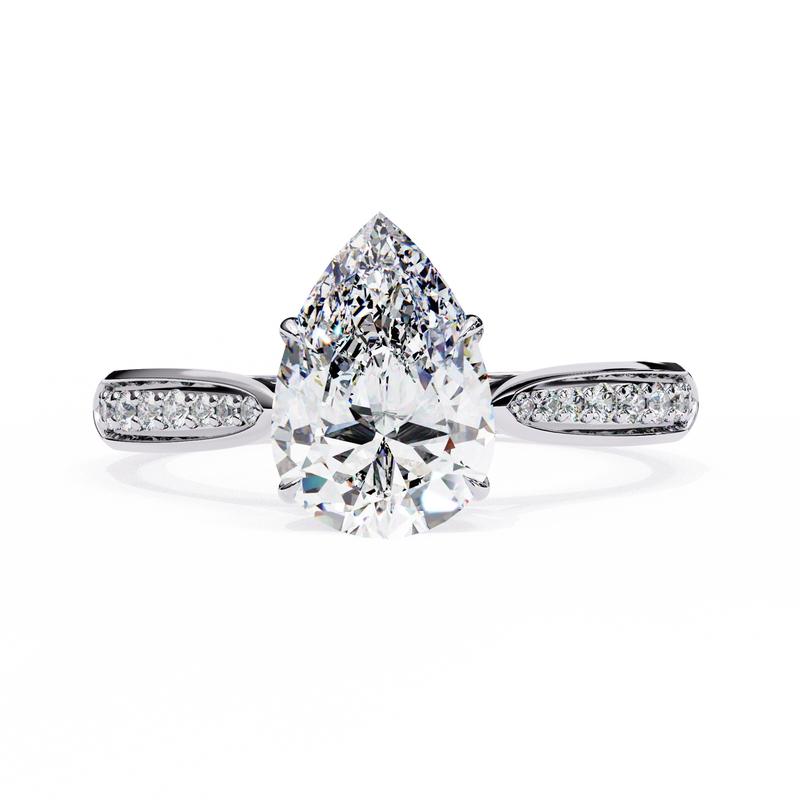 14k IGI certified pear ring with E-F color VVS-VS clarity diamonds 110
