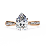 14k IGI certified pear ring with E-F color VVS-VS clarity diamonds 110